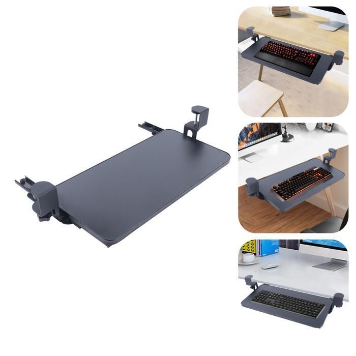Tiroir pour Clavier - Porte-Clavier de Style Tiroir - Tiroir Clavier de Bureau - avec Pinces de Table - Tiroir Clavier Non Perforé
