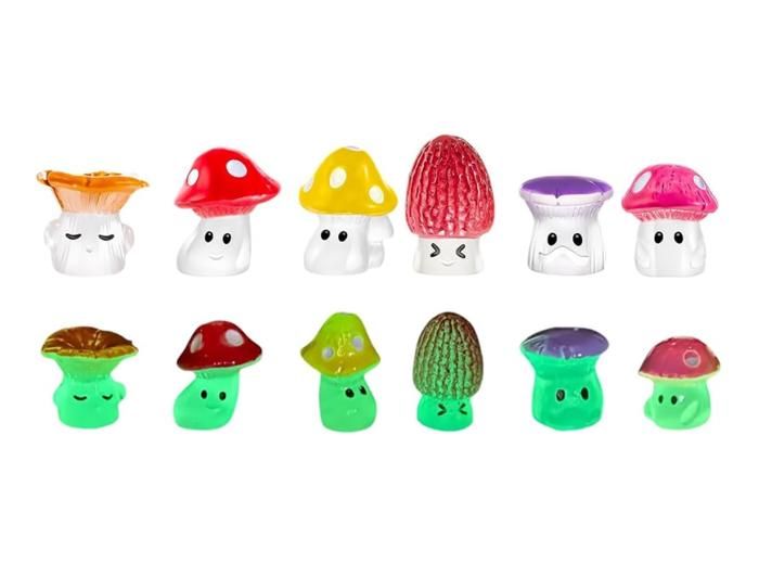 Mini Champignons Lumineux Andibro - Lot De 12 En Résine - Déco Jardin Féérique Ou Intérieur - Multicolore