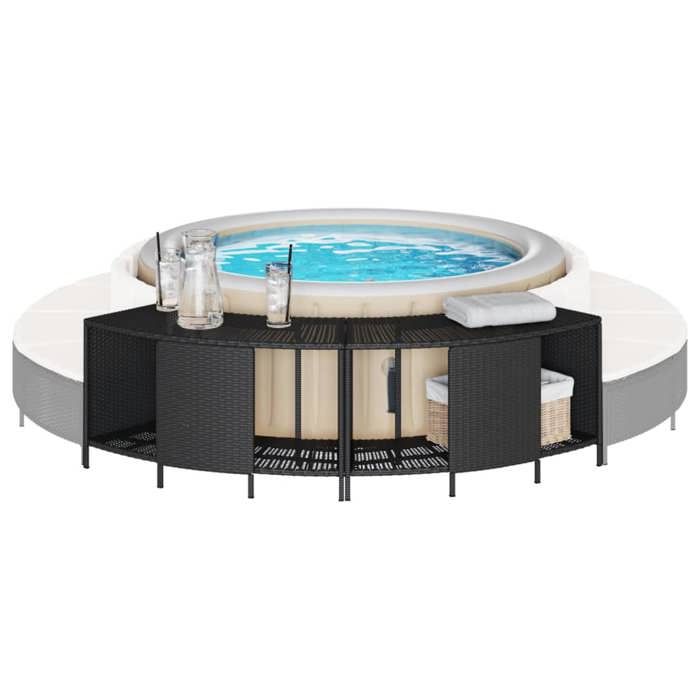 vidaXL Étagères de rangement pour spa 2 pcs noir résine tressée étagère daffichage étagère de rangement extérieure 365620