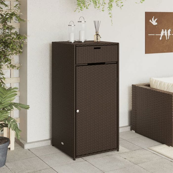 RemiseCoffre meuble de jardin Armoire de rangement jardin marron 55 x 55 x 111 cm résine tressée JILIMAISON2025 82806951