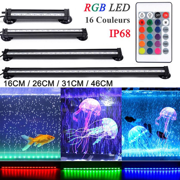 Meilleurs prix pour LED Eclairage Aquarium - 26CM - Étanche Lampe Tube Dimmable avec Télécommande 5050 RGB Fish Tank Lumière - pour Plante Poisson
