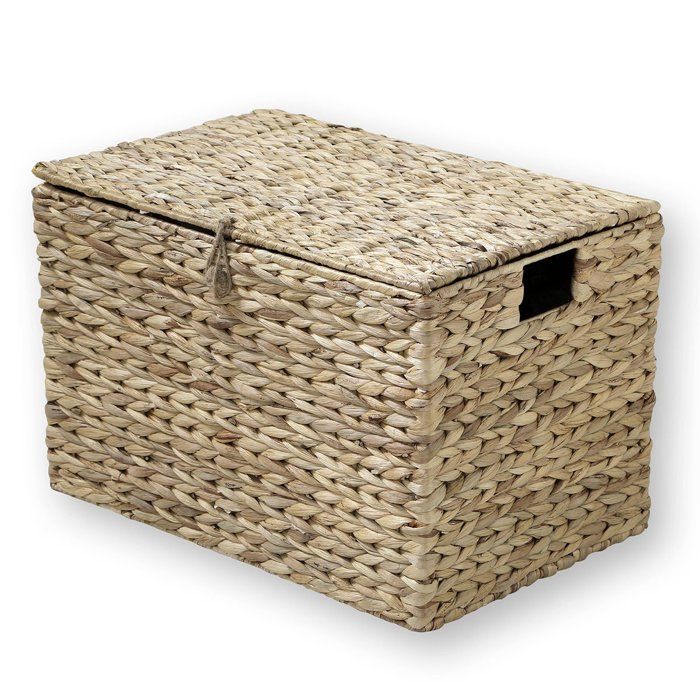 Coffre en Jacinthe dEau avec Couvercle - Bois - 50 cm X 35 cm X 33 cm - CALICOSY