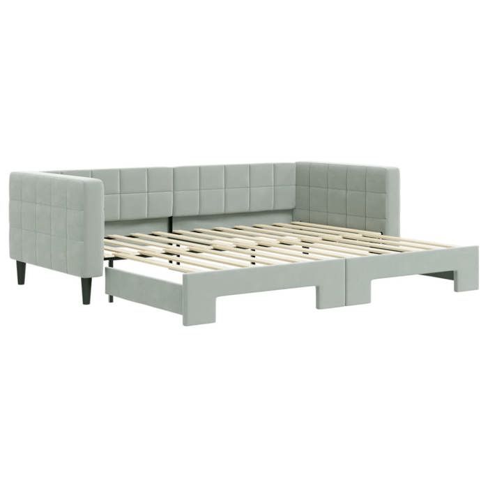 Lit simple Contemporain - VIDAXL - 90x200 cm - Velours gris clair - Lit gigogne - 1 place