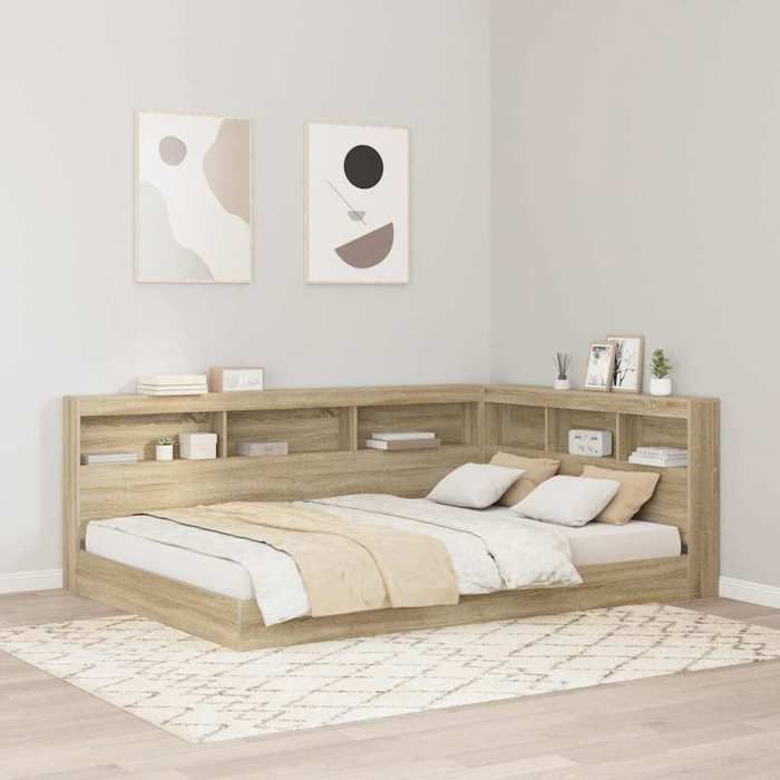 (ON SALE)Armoire Tête de Lit - Tête de lit de rangement Chêne sonoma 140 cm Bois dingénierie - 207.5x157.5x76.5 cm EU481506