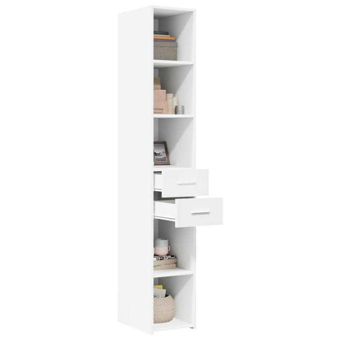 Blanc Armoire haute - SOLOMOON - BUFFET DE SALON - blanc 30x42 5x185 cm - bois dingénierie FR3700