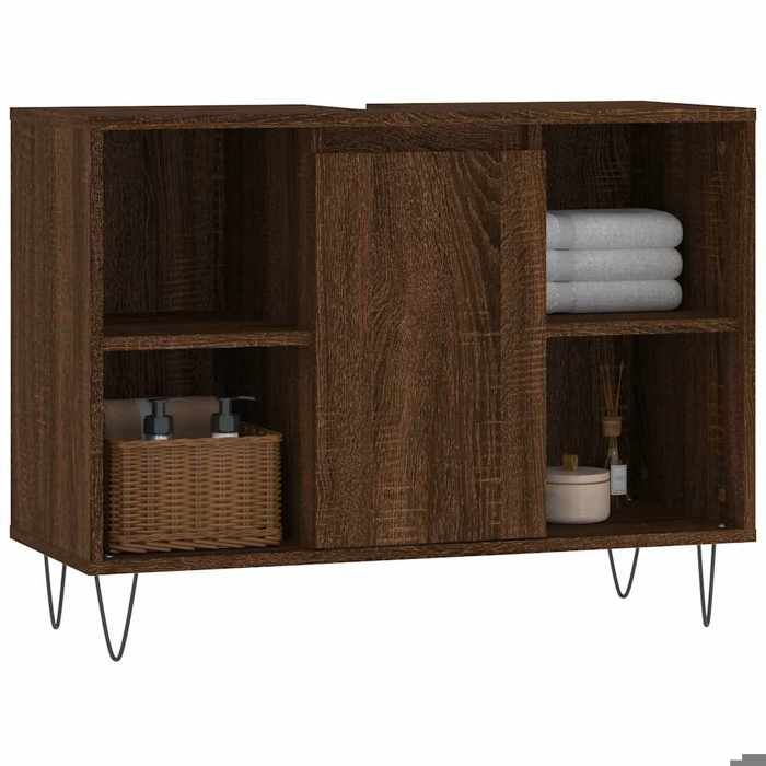 Brun Armoire/Cabinet/Placard - SARAZYJ - meuble de bain - chêne marron 80x33x60cm bois dingénierie LL1547