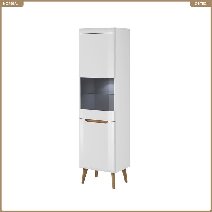 Armoire vitrine - OTITEC - 53x197x40 cm - Blanc - Bois/ABS - Prêt à monter - Fermeture douce - Pieds en bois massif Armoire vitrine - OTITEC - 53x197x40 cm - Blanc - Bois/ABS - Prêt à monter - Fermeture douce - Pieds en bois massif