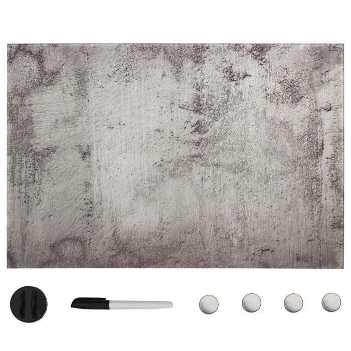 Tableau noir magnétique mural en verre - VIDAXL - 50x30 cm - Gris - Verre trempé - Facile à monter - Aimants inclus