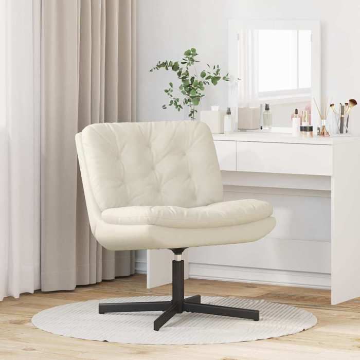 Fauteuil relaxant pivotant - vidaXL - Velours - Crème - 63x75x76 cm - Pivotant à 360° - Ergonomique - Cadre en métal