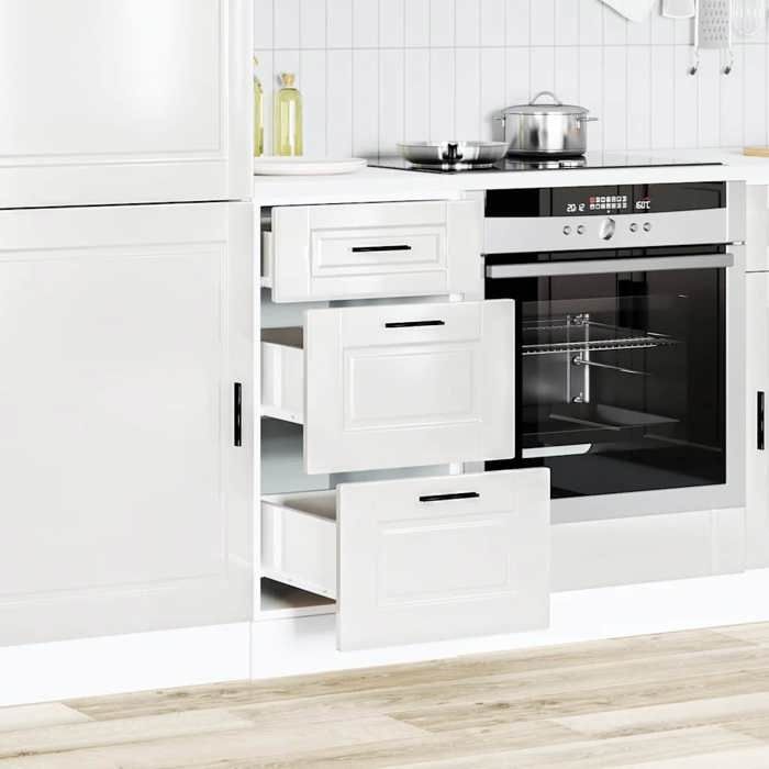 Meuble Bas De Cuisine Blanc 60x46x81,5 Cm - 2 Portes, 2 étagères, En Bois D'ingénierie, Rangement Pratique - 7