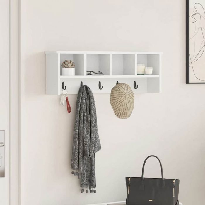 Vestiaire - meuble d entree Vidaxl Porte-manteau mural Blanc 75 x 16 x 26 cm Bois dingénierie