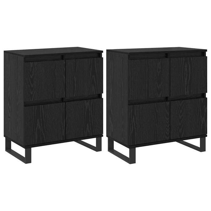 Buffet moderne en bois dingénierie - vidaXL - Chêne noir - 120x35x70 cm - 8 portes - Lot de 2 - Étagères spacieuses