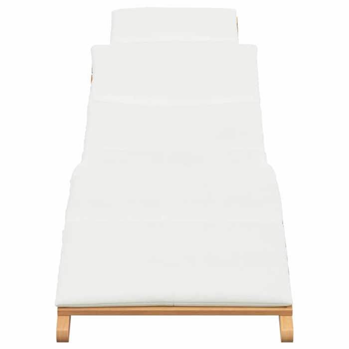 Sale 2026 Transat de jardin - burke - Chaise longue - Blanc crème 188 x 55 x 59 cm Bois de teck solide Cc1311