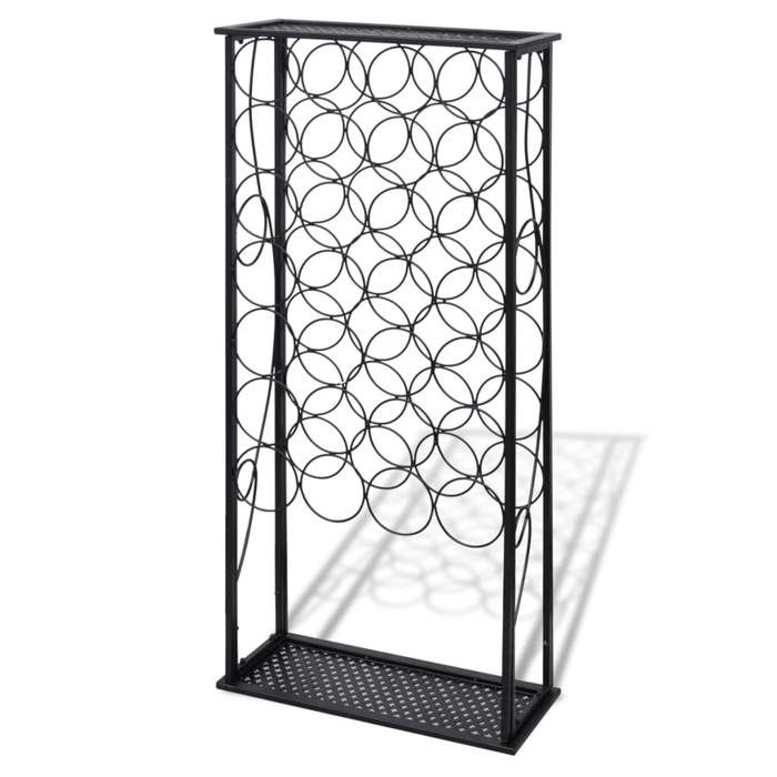 SALE 2026Range-bouteilles rustique - Armoire Noir - Casier à bouteilles pour 28 bouteilles Métal 7 Kg 987555
