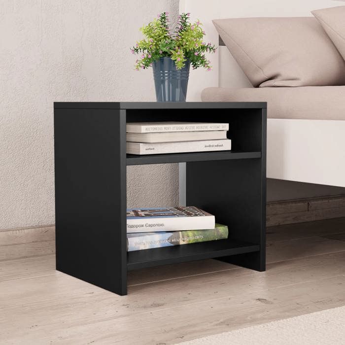 SALE 2026 Table de nuit Noir - Table de chevet Noir 40x30x40cm - bois dingénierie PRO859856733