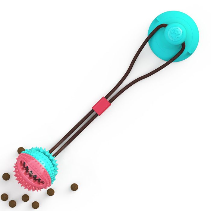 Jouet pour chien à mâcher - Phoesky - Indestructible - Squeaky - Interactif - Bleu rougeâtre - 16.9x2.48 inch - TPR