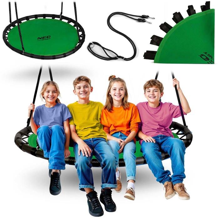 Leogreen Balancoire nid d'oiseau balancoire à arbre rond balan?oire de jardin avec sangles de suspension ensemble diamètre 100 cm poids max 300 kg pas cher