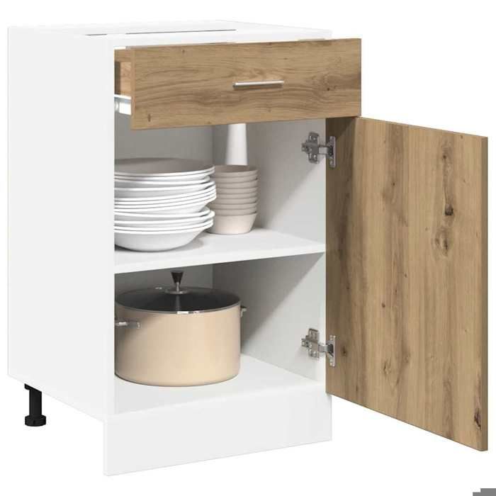Magnifique Armoire à tiroirs 1 PCS - Caisson/Meuble bas de cuisine - Lyon Chêne artisanal 50x46x81 5cm Bois dingénierie 48