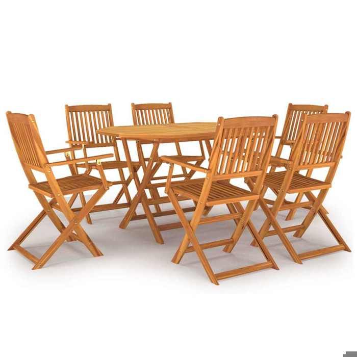 Ensemble salle à manger jardin - Maison Exclusive - Bois dacacia massif - Pliable - 6 personnes