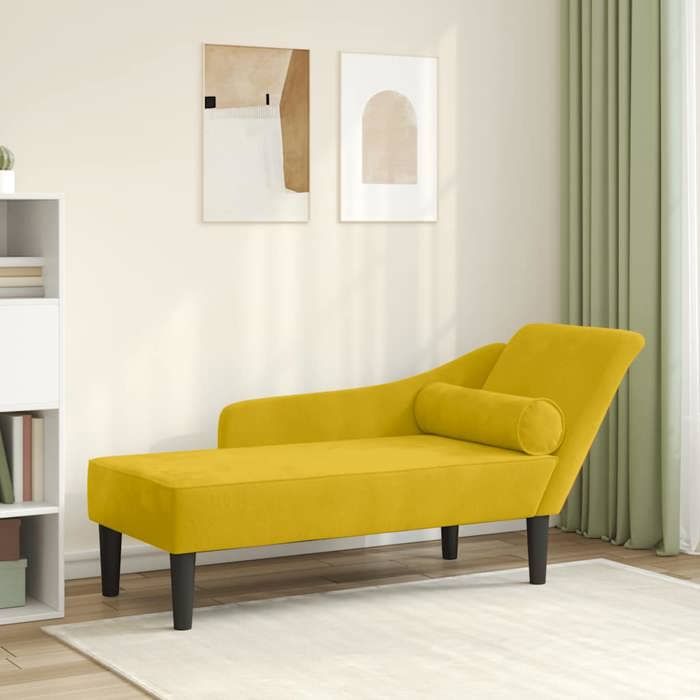 Magnifique - NEUF Jaune Chaise longueFonction RELAXClassiquepour 1 Personneavec coussins jaune velours 141x555x665cm2675