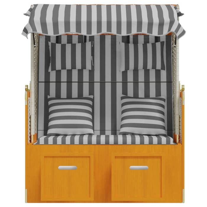 Promotion mars * Bain de soleil - YUNYAN - Strandkorb - 110 kg par siège - avec coussins résine tressée bois solide blanc gris_343