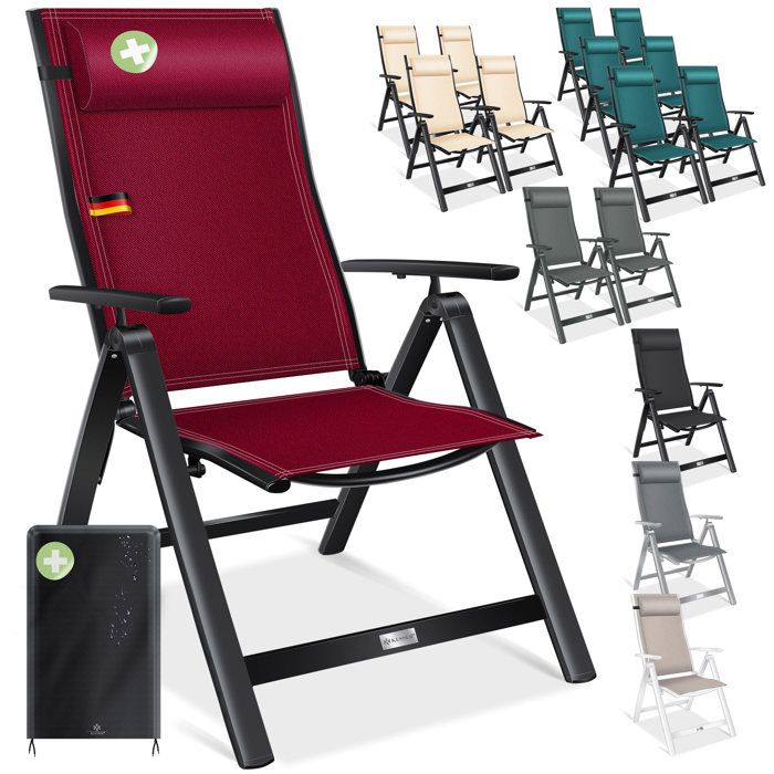 Chaise de jardin pliante en textilène - KESSER - Dossier réglable 7 positions - Structure en aluminium - Gris clair Chaise de jardin pliante en textilène - KESSER - Dossier réglable 7 positions - Structure en aluminium - Gris clair