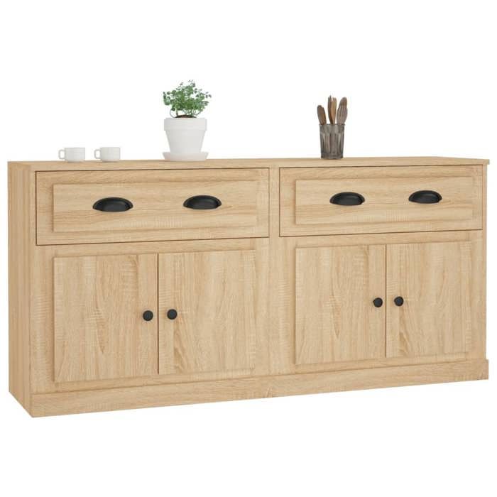 Décoratif - Lot de 2 Buffets basmeuble de rangementCommode， chêne sonoma - bois dingénierie con6904974