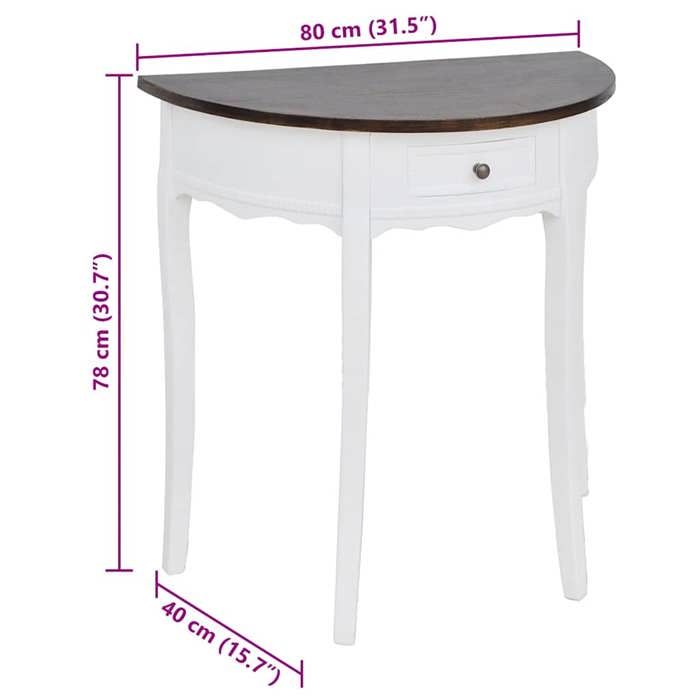 Table console Moderne design meuble dappoint Table de Salon avec tiroir et dessus de table marron Demi-ronde 22224311