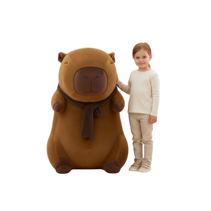 Grand jouet peluche mascotte Capybara avec écharpe 100cm