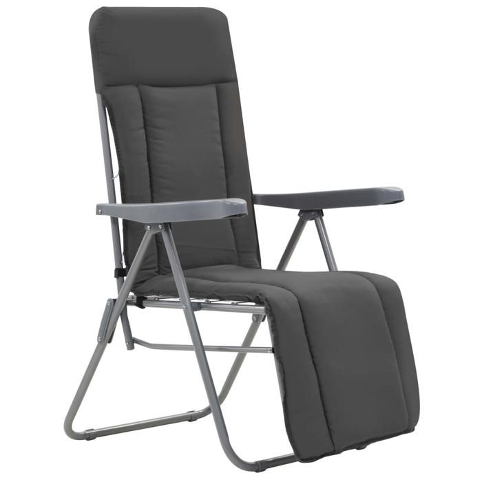 Chaises pliables de jardin Lot de 2 - vidaXL - acier - gris - 5 positions dinclinaison - 58 x 73 x 107 cm 51049