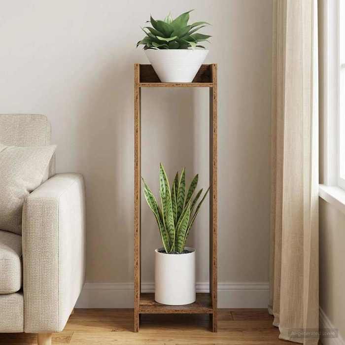 vidaXL Support de Plante avec étagère Bois ancien 30 x 30 x 100 cm 899574