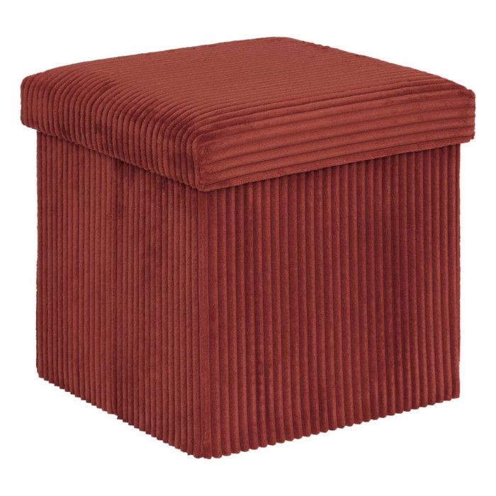 Pouf coffre pliable Arum velours côtelé Atmosphera - Ambre -