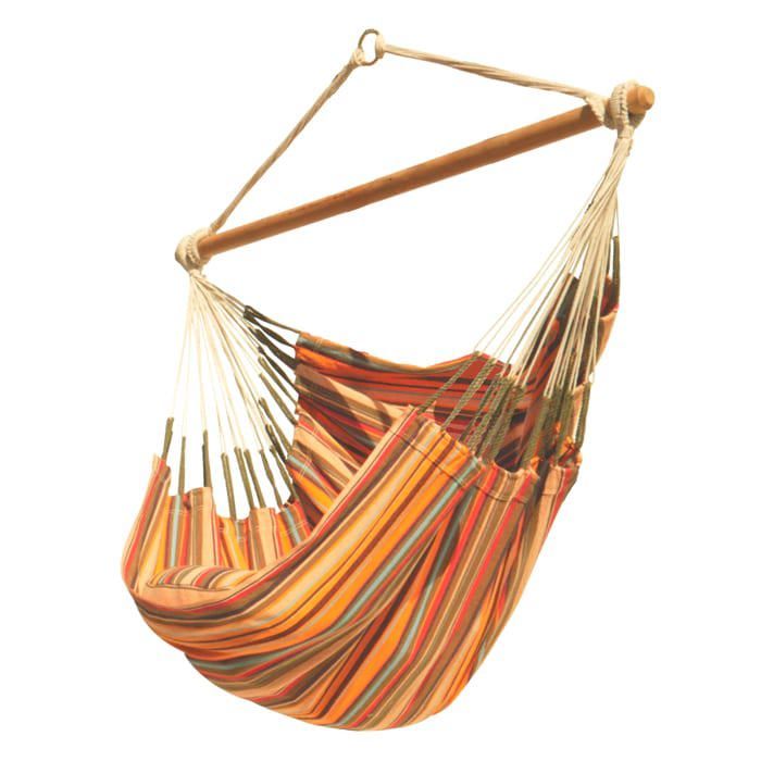 Chaise hamac simple - Tropical Hamac : Chaise hamac matelassée simple Aguilas bayadère orange fabrication artisanale - Multicolore