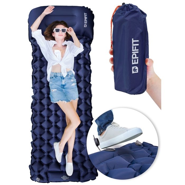 Matelas autogonflant Rest pour le camping et le tourisme une personne bleu marine