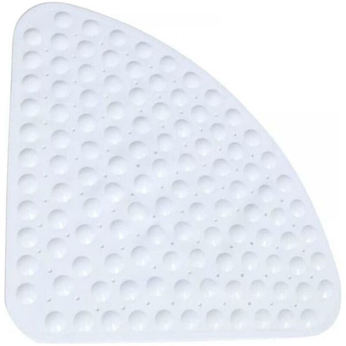 Tapis de douche antidérapant antibactérien et anti-moisissure en forme de quart de cercle avec ventouse pour coin de baignoire