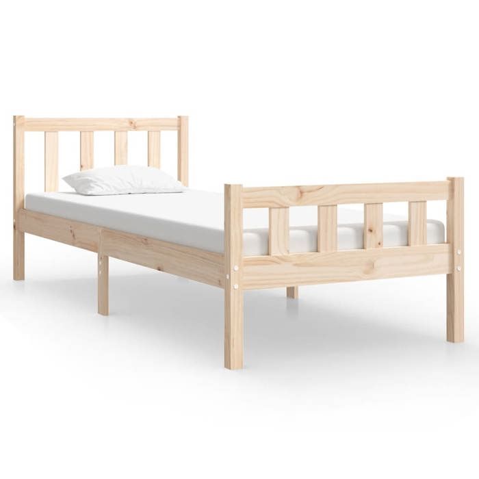 Cadre de Lit sans matelas 1 place 90x190 cm en bois avec sommier à lattes inclus pour Chambre 874608