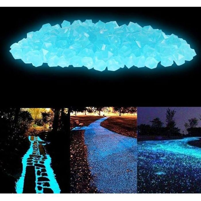 300 pièces pierres lumineuses en résine - Cailloux lisses décoratifs pour aquariums - Jardins - Allées - Illumination 2 à 8h