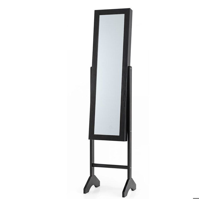 Armoire à bijoux sur pied miroir pleine longueur rangement pour bijoux et cosmétiques noir