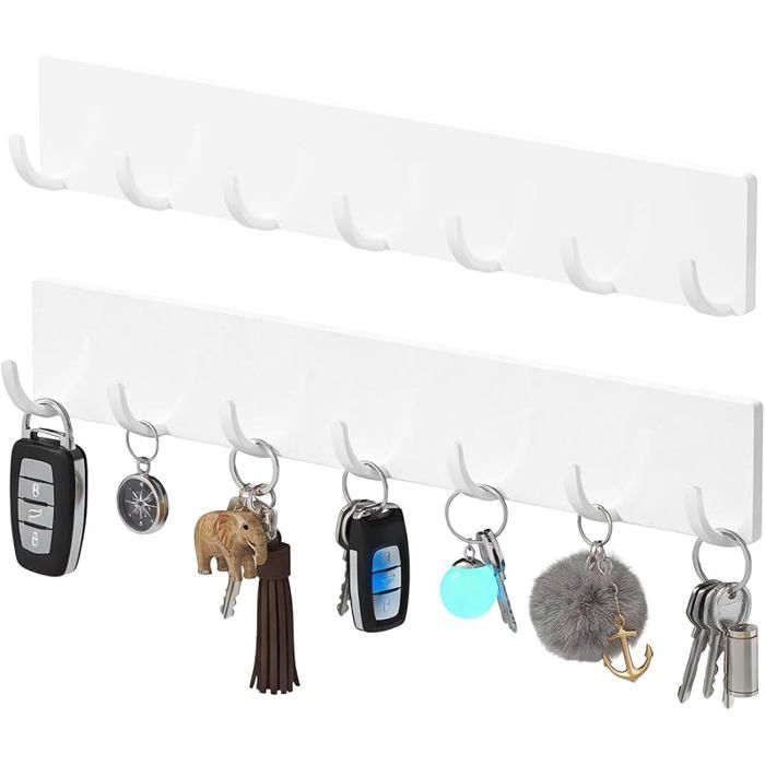 2 Pezzi Porte Clef Mural sans Percer avec 7 crochets Bnc Porte Cle Mural avec Adhésif 2 Pièces 7 Crochets Bnc ARMOIRE A CLE