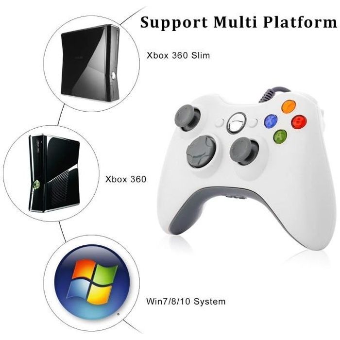 Manette Microsoft Xbox 360 – Sans Fil – Blanche – Occasion