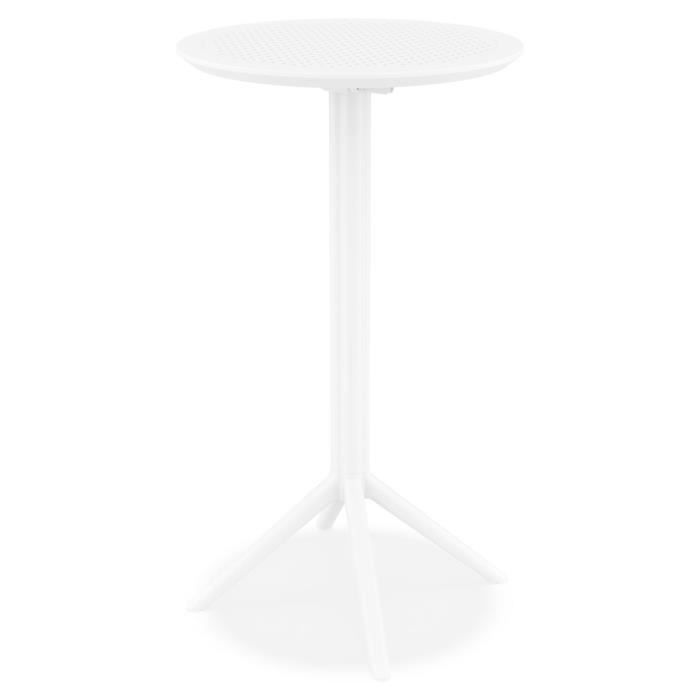 table haute pliable 'gimli bar' en matière plastique blanche - intérieur / extérieur - ø 60 cm