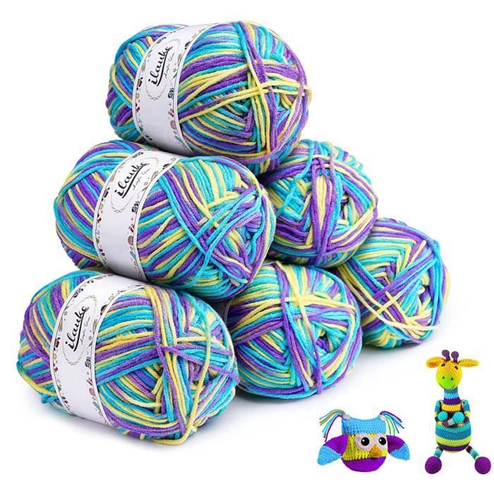 Lot De 4 Pelotes De Laine Multicolores (50g Chacune) - Pour Tricot/Crochet