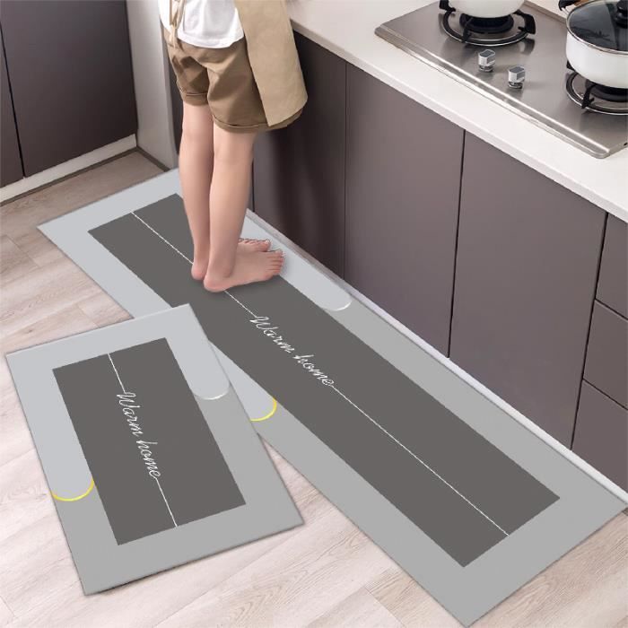 Levoberg 2 Tapis De Cuisine Antidérapants Absorbants - Devant Évier, Motif Arbre De Bonheur, Lavables En Machine, 40x60 + 40x120cm Noir