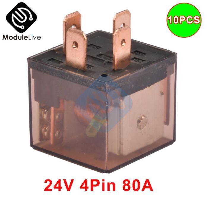 Relais Voiture 5 Broches 24V 40A - 2 Pièces Avec Supports Métal - Pour Feux, Essuie-glaces, Alarme