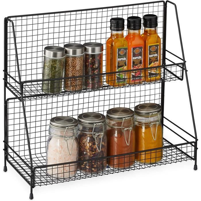 Étagère à épices Debout à 2 étages - Grande Capacité - En Métal