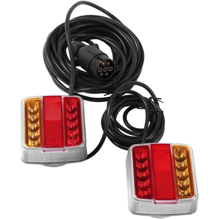 Uten Feux Arrière Remorque Magnétiques LED 12V Avec Éclairage Plaque - Câble 7.5m