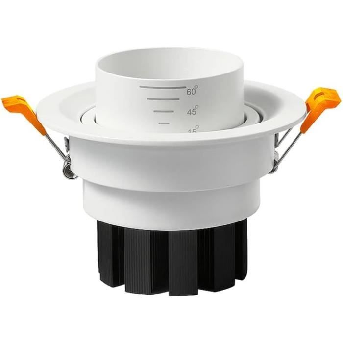 Spot Encastrable/plafonnier Réglable 7W - Angle Faisceau Zoomable 10°-60°, Lumière Chaude 3000K, Aluminium