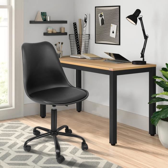 luxstore chaise de bureau noir*1, chaise pivotant avec 5 roulettes, hauteur réglable( 43-55cm)