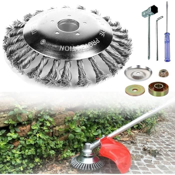 Brosse Désherbante Pour Débroussailleuse 8 Pouces (200 Mm) - Tête En Fil D'acier Pour Mauvaises Herbes, Joints De Pavés