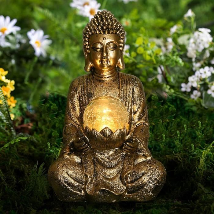 Meditation Statue De Bouddha Decoration Jardin Exterieur -Jardin Zen Figurine De Boudha Idee Cadeau Femme Maman,Lampe Globe S[k60]